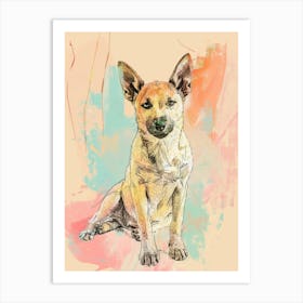 Colourful Portuguese Podengo Pequeno Dog Abstract Line Illustration 2 Art Print