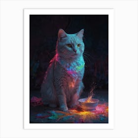 Cat With Glow In The Dark Art Print