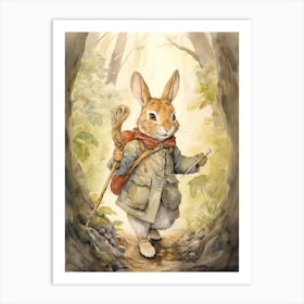 Bunny Hicking Rabbit Prints Watercolour 2 Art Print