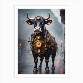 Steampunk Bull Art Print