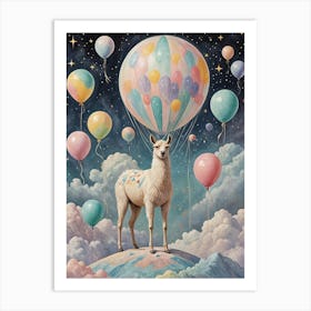 Party Llama In The Clouds Art Print