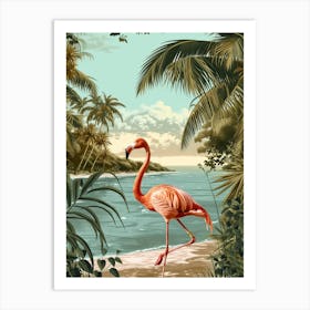 Greater Flamingo Kenya Tropical Illustration 4 Art Print