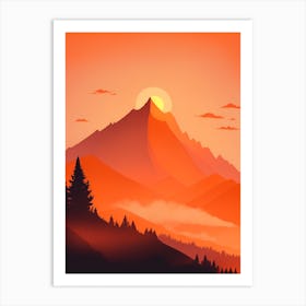 Misty Mountains Vertical Composition In Orange Tone 67 Art Print