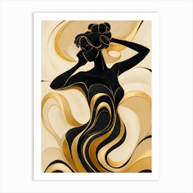 Gold And Black Woman Art Print