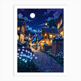 Night In A Village Art Print