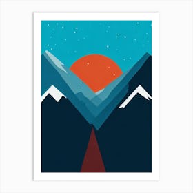 Les Diablerets, Switzerland Modern Illustration Skiing Poster Art Print