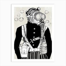 Zebra Gas Mask Art Print