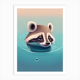 Swimming Raccoon With Bubbles Art Print