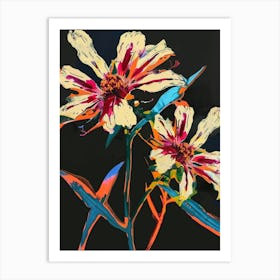 Neon Flowers On Black Gaillardia 3 Art Print