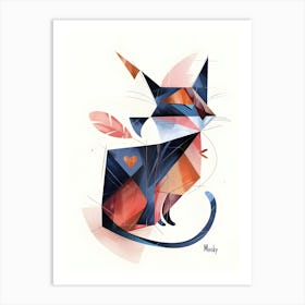 Abstract Cat 2, Minimalism, Cubism Art Print