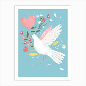 Dove With Flowers Art Print