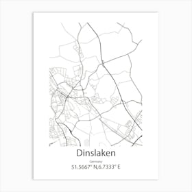 Dinslaken,Germany Minimalist Map Affiche