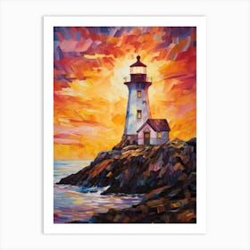 Lighthouse At Sunset 6 Art Print