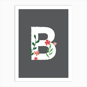 Bedroom Decor White Floral Letters 02 Art Print