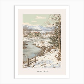 Vintage Winter Poster Abisko Sweden Art Print