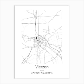 Vierzon,France Minimalist Map Art Print