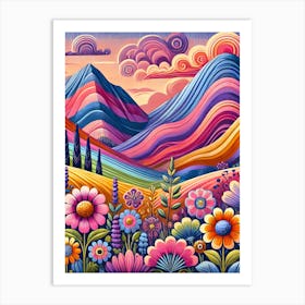 Colorful Mountain Landscape Art Print