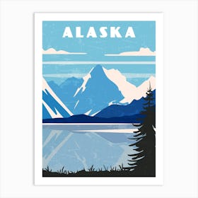 Alaska, USA — Retro travel minimalist poster Art Print