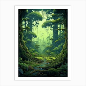 Iwokrama Forest Reserve Pixel Art 4 Art Print