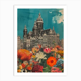 Amsterdam   Floral Retro Collage Style 3 Art Print