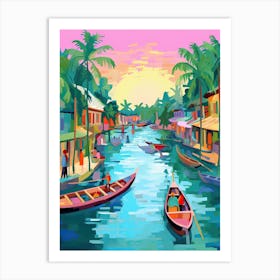 Thailand Bangkok Floating Market Travel Housewarming Painting Art Print