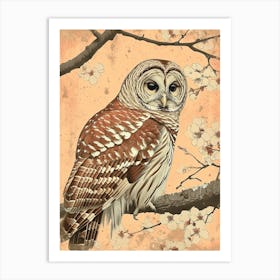 Barred Owl Vintage Illustration 3 Art Print
