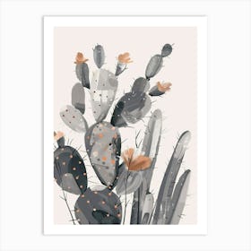 Silver Torch Cactus Minimalist Abstract 3 Art Print