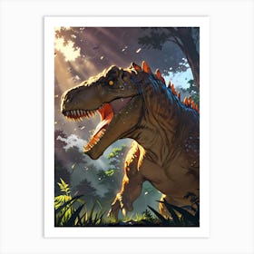 T-Rex In The Forest Art Print