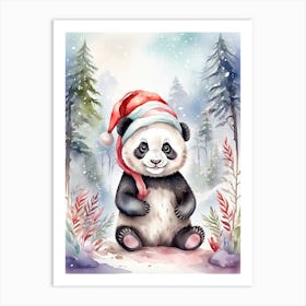 Cute Happy Baby Panda In Forest Art Print
