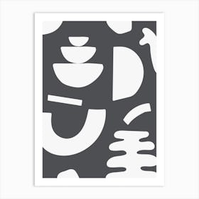 Abstract Shapes - Dark Grey Art Print