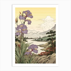 Ayame Japanese Iris 1 Japanese Botanical Illustration Art Print