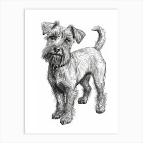 Cute Terrier Dog Line Art 3 Art Print