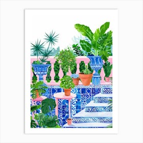 Blue And White Garden 3 Art Print