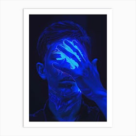 Man Holding His Hand Over His Face Art Print