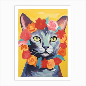 Burmese Cat With A Flower Crown Painting Matisse Style 2 Art Print