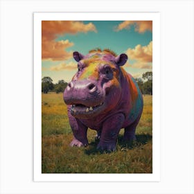 Colorful Hippo Art Print