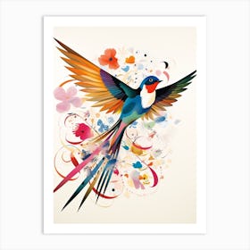 Bird Painting Collage Swallow 3 Art Print