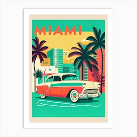 Miami Florida Retro Travel Poster Art Print