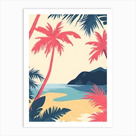 Tropical Beach With Palm Trees Art Print