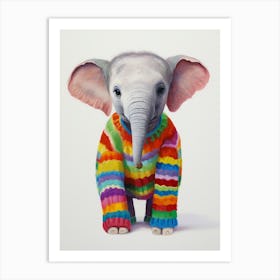 Baby Animal Wearing Sweater Elephant 1 Art Print