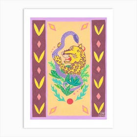Purple Snake And Leopard Art Print
