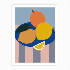 Lemons On A Plate Art Print