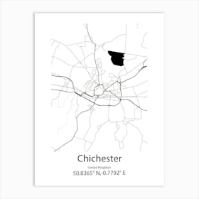 Chichester,United Kingdom Minimalist Map Art Print