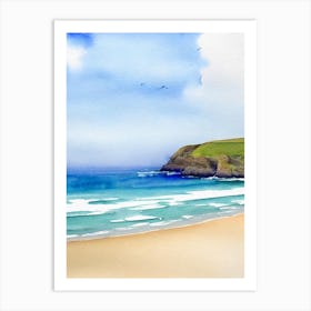 Mawgan Porth Beach, Cornwall Watercolour Art Print