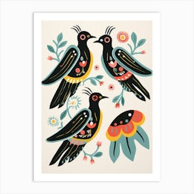 Folk Style Bird Painting Raven 2 Art Print