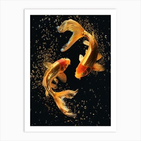 Gold Fish Swimming In Water Art Print