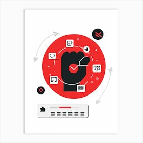 Abstract Digital Illustration Of A Mouse Hand Navigating A Web Application With Navigation Buttons (4) Art Print