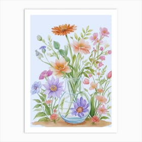 Daisy Flowers In A Vase Art Print