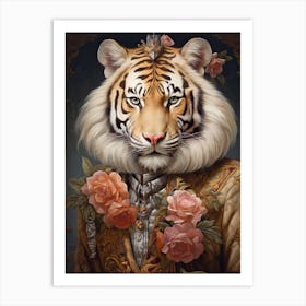 Tiger Art In Rococo Style 3 Art Print