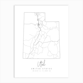 Utah Minimal Street Map Art Print